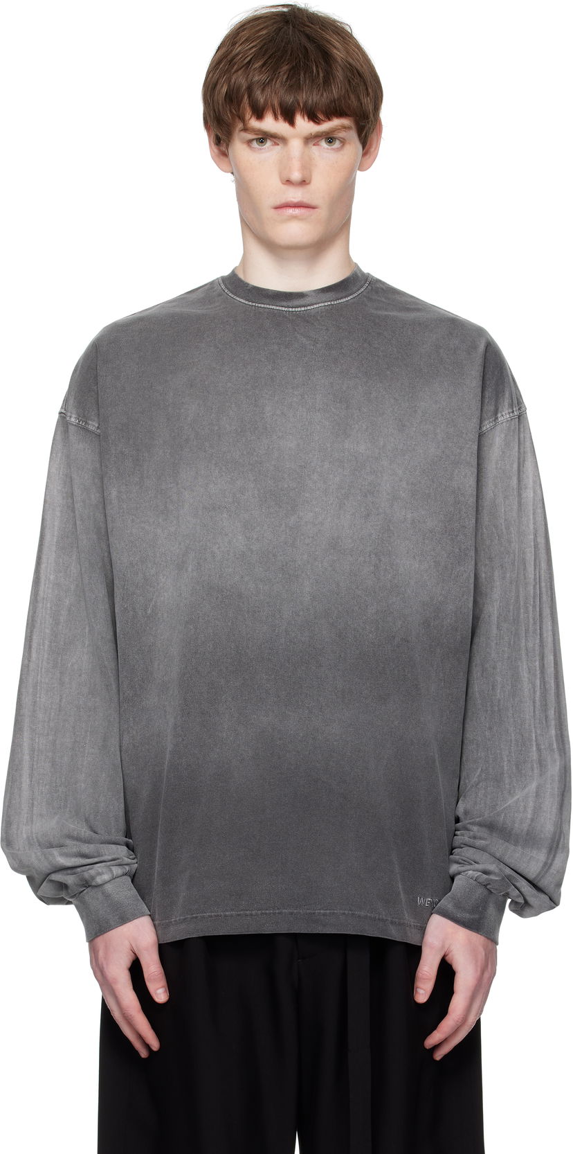 T-shirt We11done We11done Gradient Dye Long Sleeve T-Shirt Grå | WD-TT2-25-729-M-BK