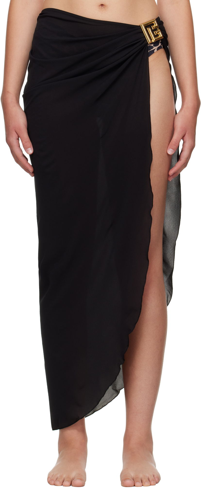 Badkläder Balmain Balmain Long Cover-up Skirt Svart | BKG462220