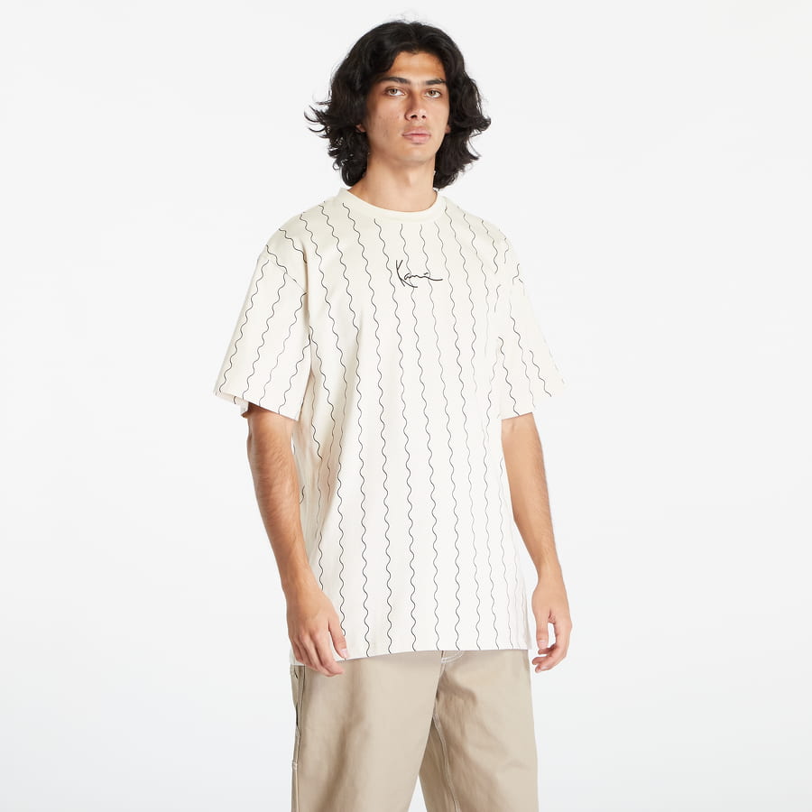 T-shirt Karl Kani Small Signature Ziczac Pinstripe Tee Vit | 6037819, 0