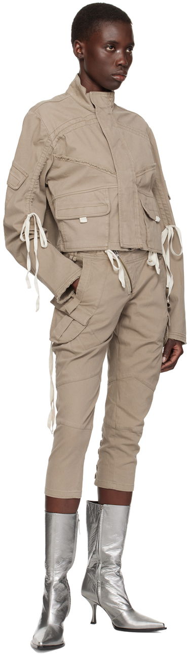 Jacka Ottolinger Ottolinger Drawstring Crop Jacket Beige | 0904001, 3