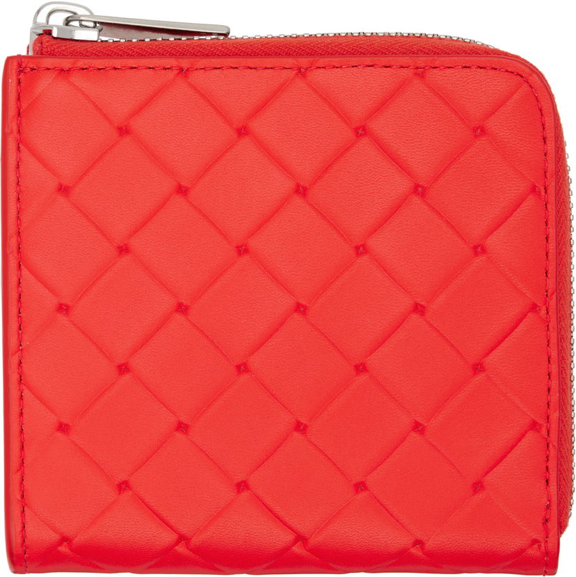 Plånbok Bottega Veneta Bottega Veneta Intrecciato Stamp Square Zip Around Wallet Röd | 817741V0AQ16530