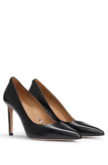 Tillbehör BOSS Leather Pointed-Toe Pumps Svart | 50504280