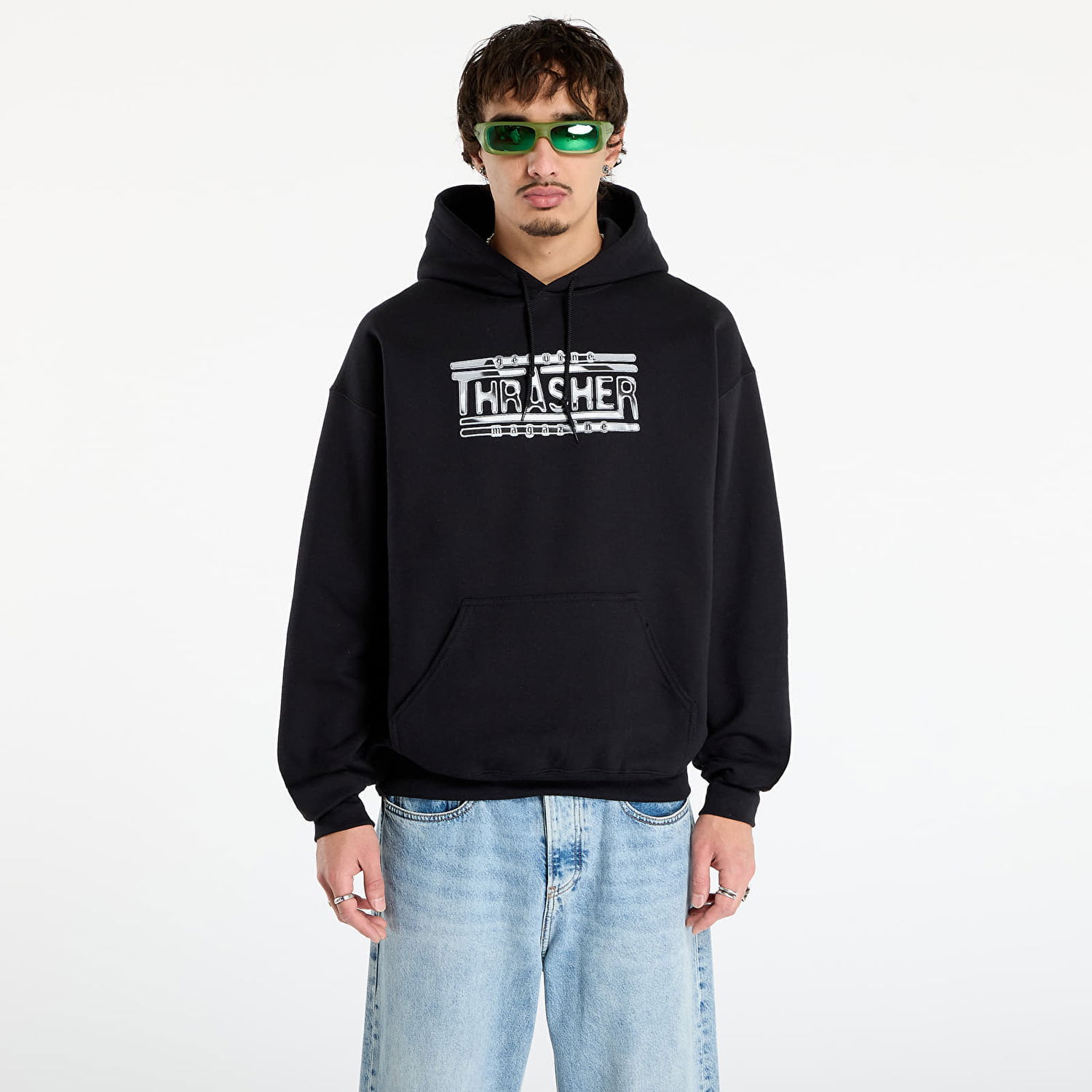 Sweatshirt Thrasher Chrome Genuine Hoodie M Svart | 145763, 0