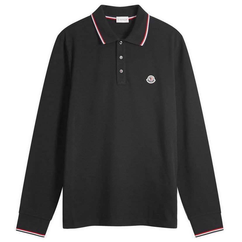 T-shirt Moncler Long Sleeve Polo T-Shirt Svart | 8B701-00-84556-999