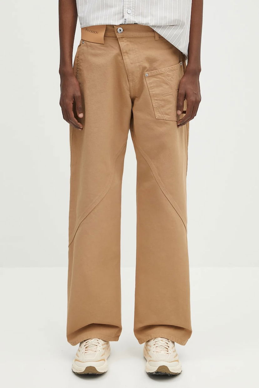 Cargo byxor JW Anderson JW Anderson Twisted Workwear High Waist Wide Leg Pants Beige | TR0405.PG1744.130