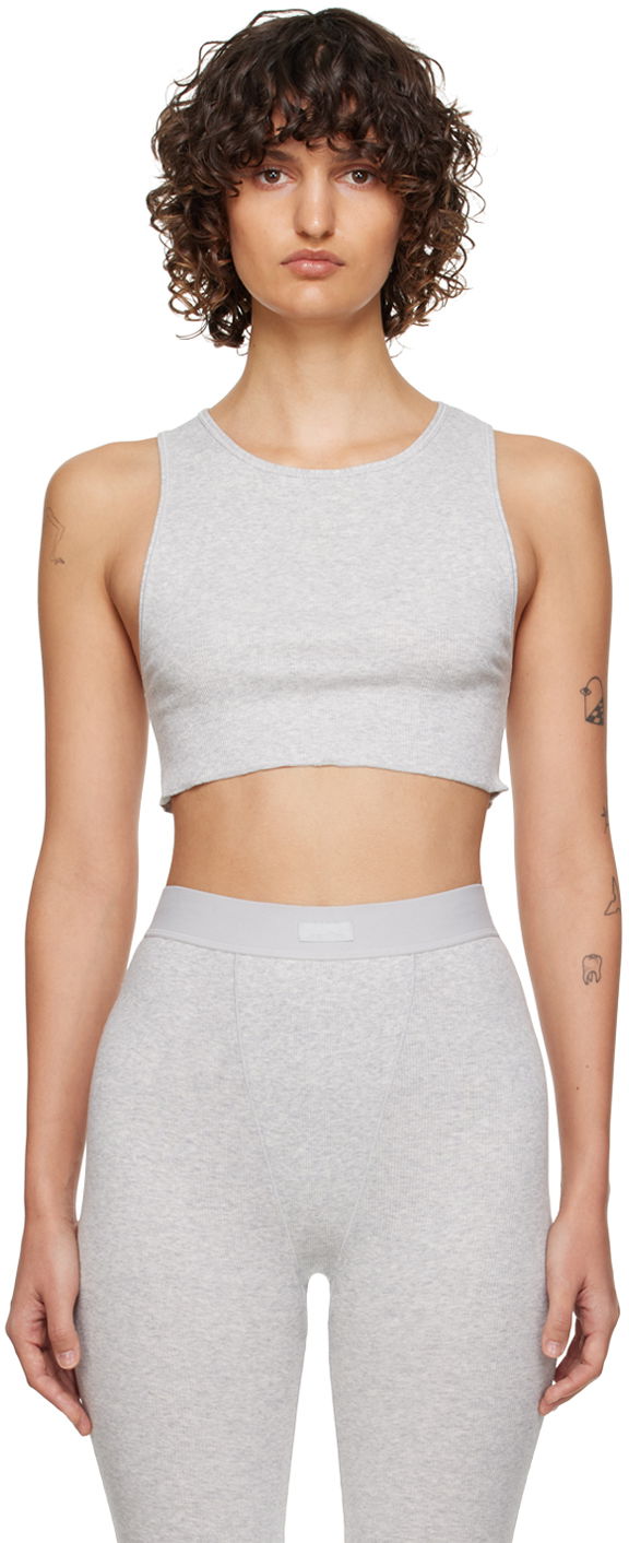 Linne SKIMS SKIMS Cotton Rib Super Crop Tank Top Grå | AP-CRP-1399
