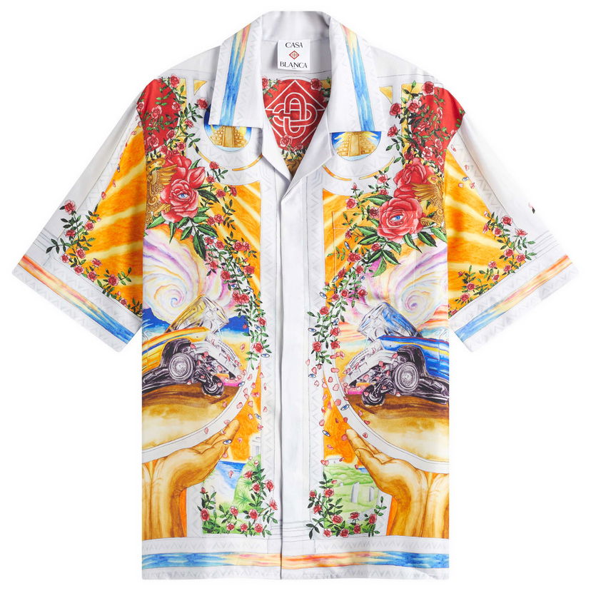 Skjorta Casablanca Casablanca Silk Cuban Collar Short Sleeve Shirt Flerfärgad | U-MS25-SH-003-05