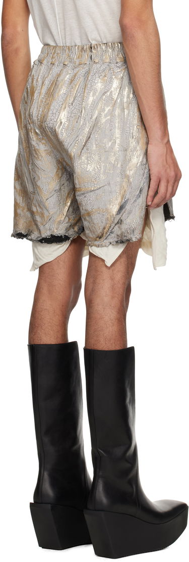 Shorts Rick Owens Rick Owens Hollywood Boxers Cracked Metallic Drawstring Shorts Metallisk | RR01E5306 SGMC, 2