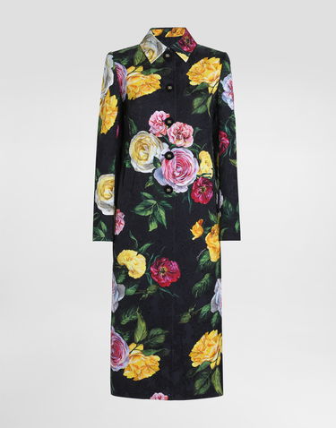 Rockar Dolce & Gabbana Dolce & Gabbana Single-breasted Peony and Rose-Print Brocade Coat Svart | F0W2RTFS9AHHN5IY, 0