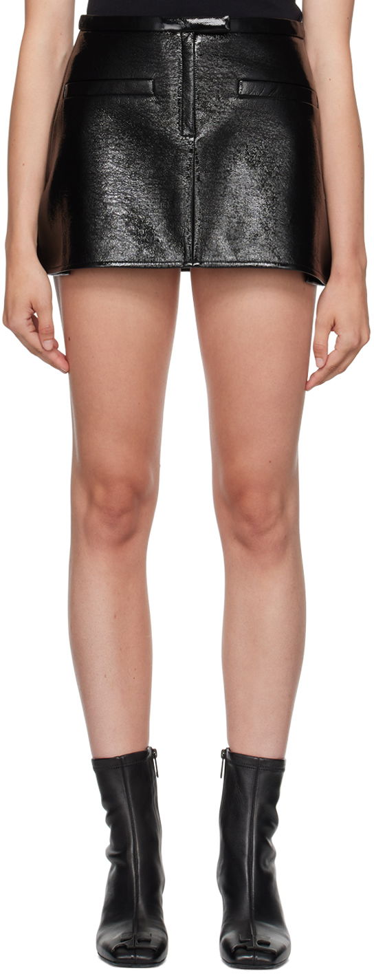 Kjol Courrèges Courrèges Women's Trapeze Leather Miniskirt Svart | 323CJU116VY0014