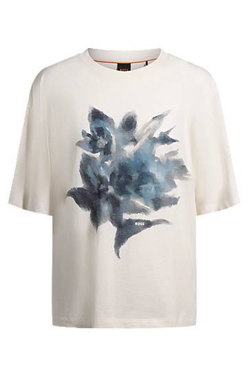 T-shirt BOSS BOSS Oversized-Fit T-Shirt with Floral Print Vit | 50534814