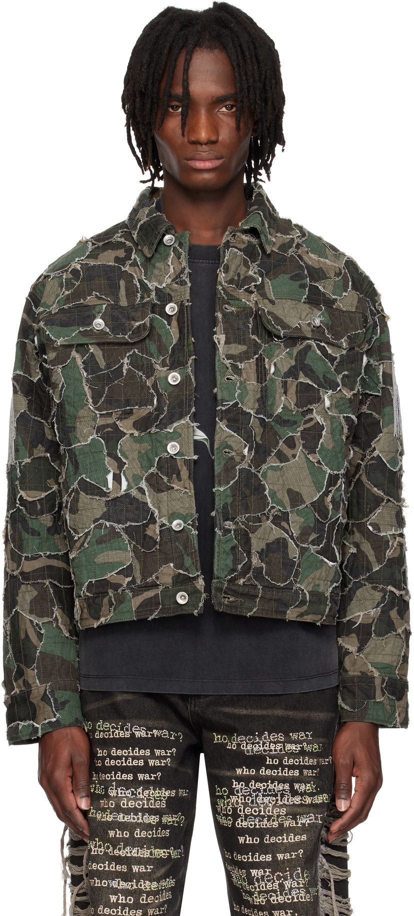 Jacka Who Decides War Who Decides War Camo Trucker Jacket Grön | 1131230011SS25