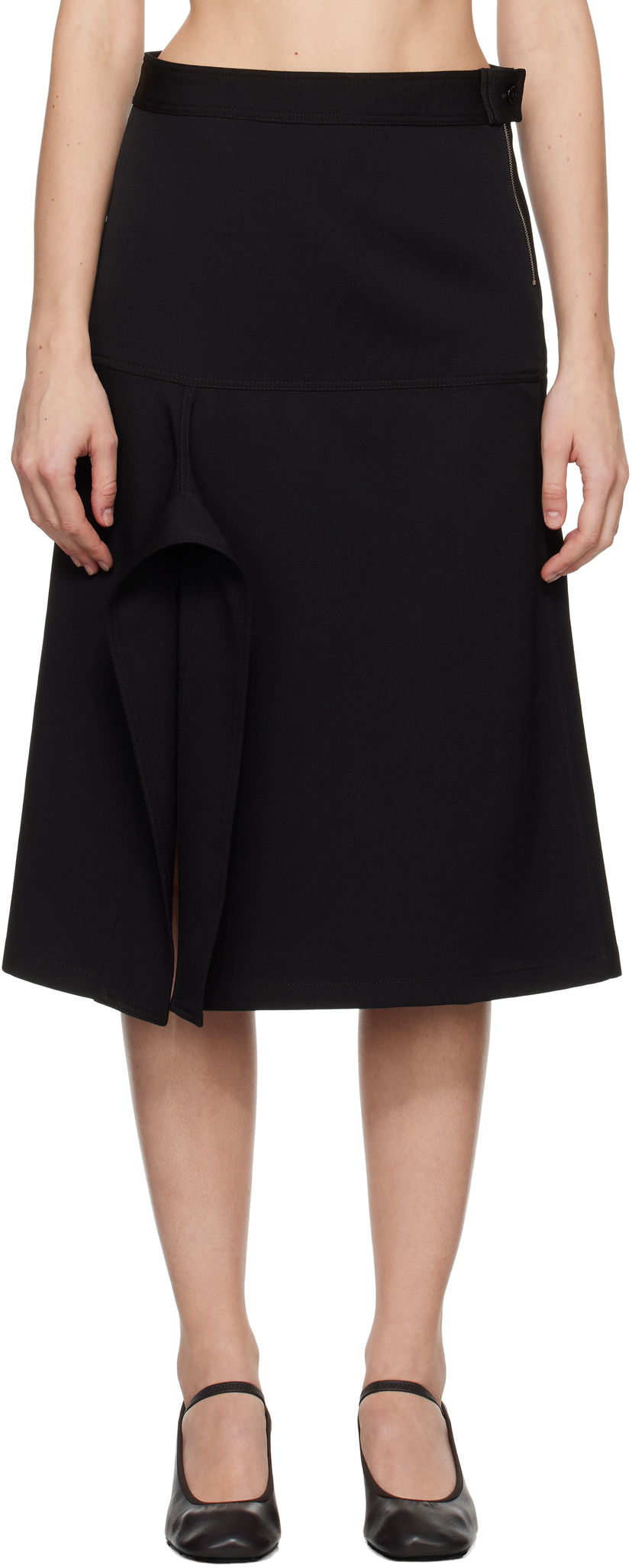 Kjol LEMAIRE Lemaire Asymmetrical Wrapover Midi Skirt Svart | SK1043 LF1317