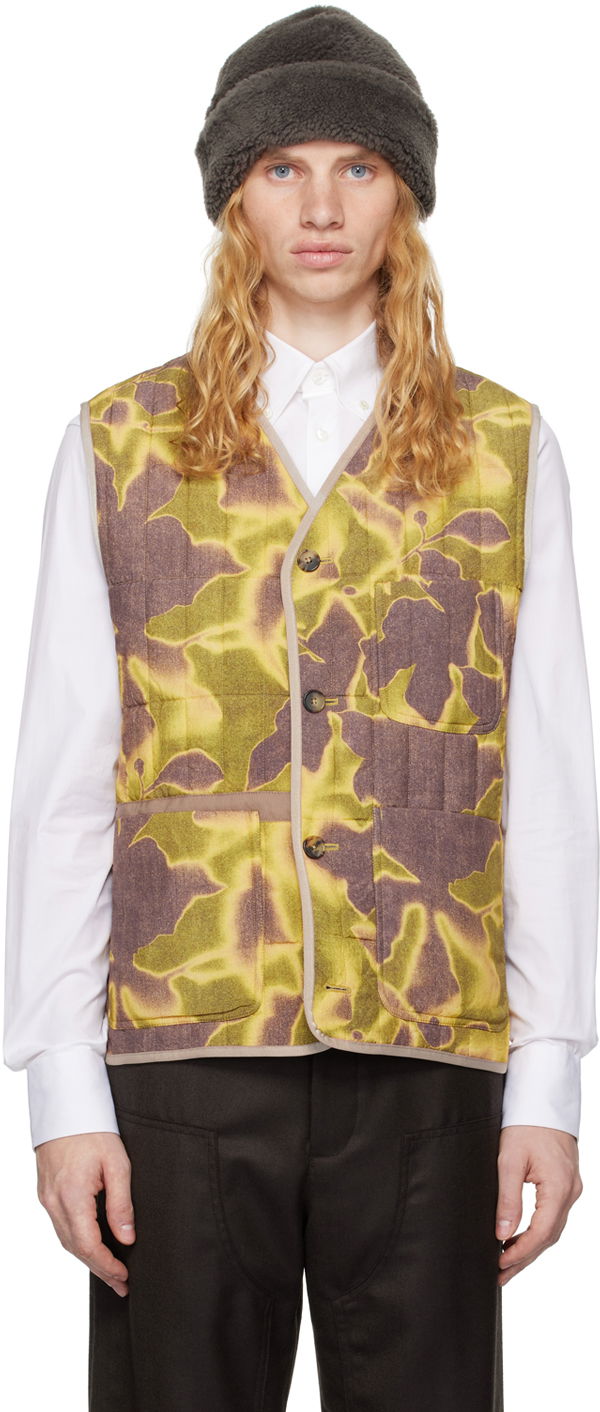 Väst Paul Smith Paul Smith Photogram Leaves Print Quilted Vest Grön | M1R-134Z-N02490-10