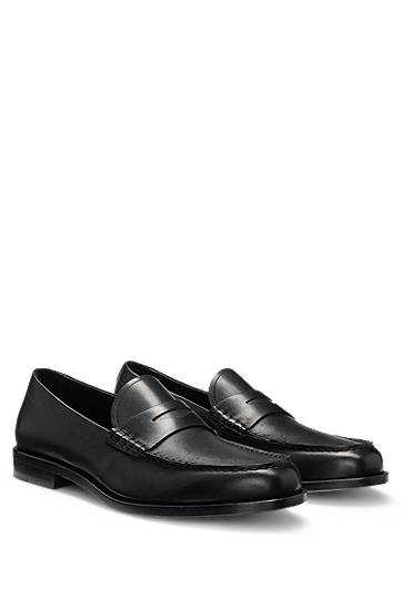 Sneakers och skor BOSS Smooth Leather Penny Loafers Svart | 50548278