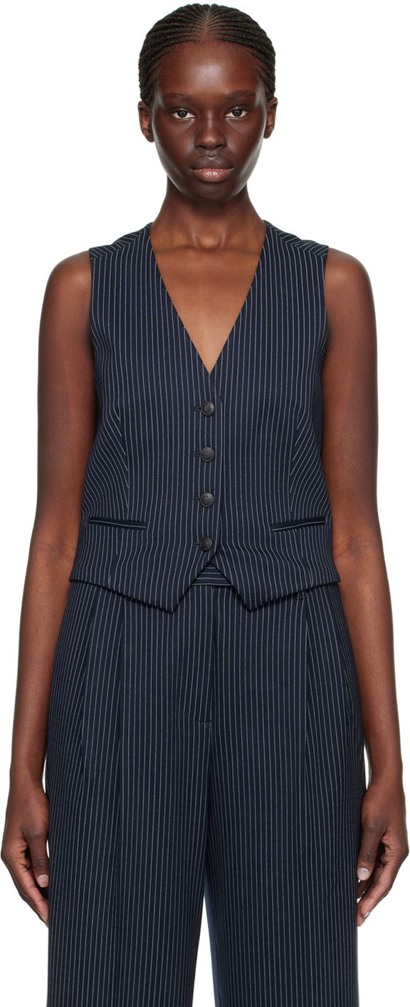 Väst rag & bone Priya Pinstripe Vest Blå | WAC23HT044LC44