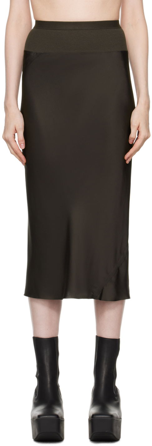 Kjol Rick Owens Gray Porterville Knee Bias Midi Skirt Svart | RP02D3332 SCH