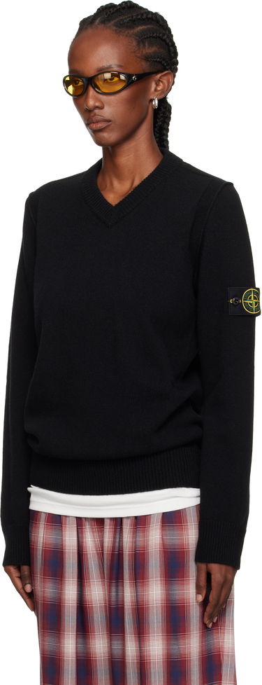 Sweater Stone Island Stone Island Lambswool V-Neck Sweater Svart | K2S15 5100033 S00A3, 3
