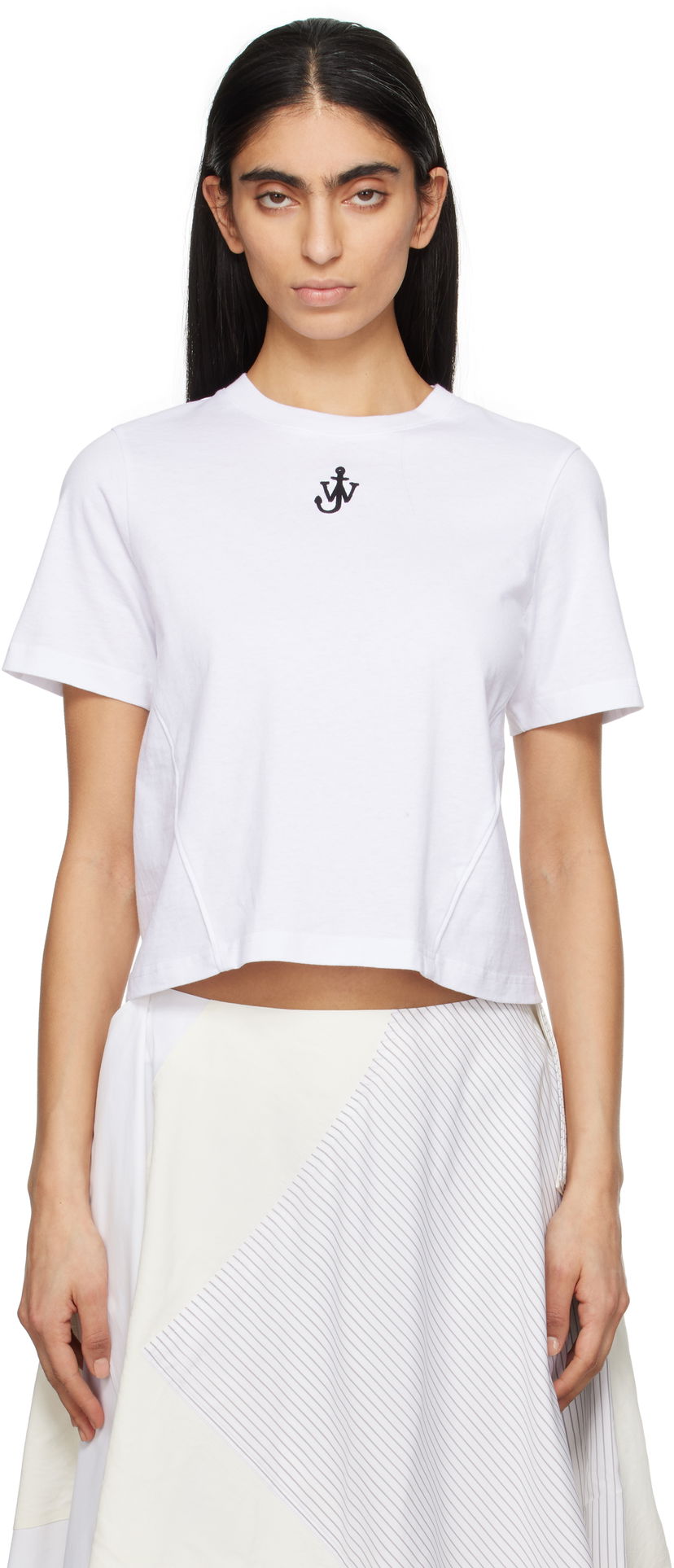 Crop top JW Anderson JW Anderson Anchor Logo Cropped T-Shirt Vit | JT0259-PG1715