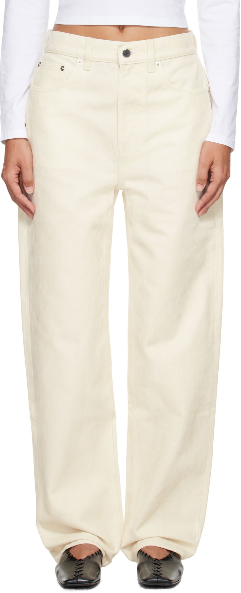 Jeans Loulou de Saison Loulou de Saison Asmar Velvet Jeans Vit | ASMAR