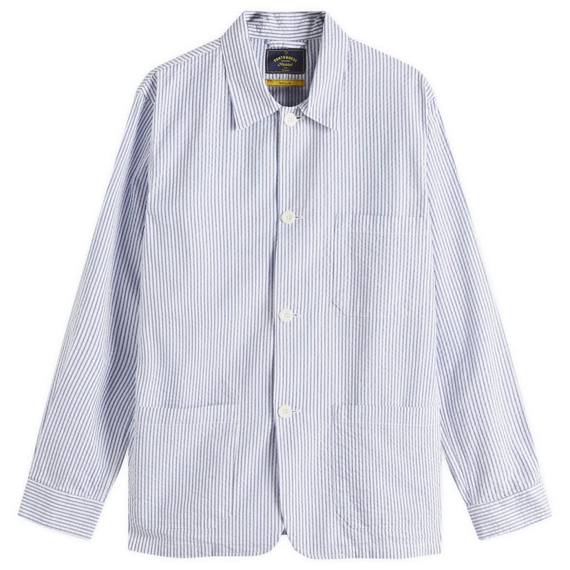 Skjorta Portuguese Flannel Labura Stripe Seersucker Chore Jacket, Size Large Blå | SS25-049-BLW