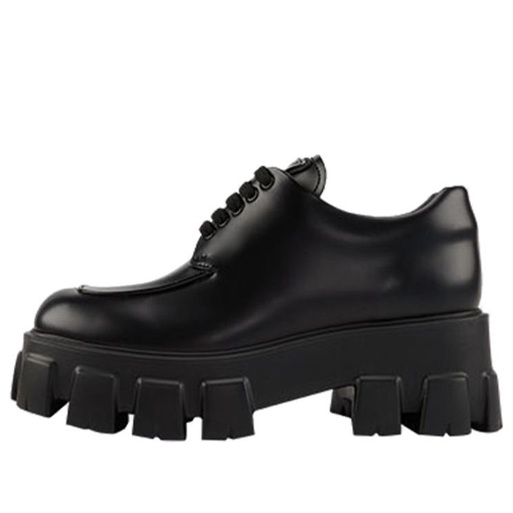 Sneakers och skor Prada Monolith Brushed Leather Lace-Up Shoes Svart | 1E255N_B4L_F0002_F_B055