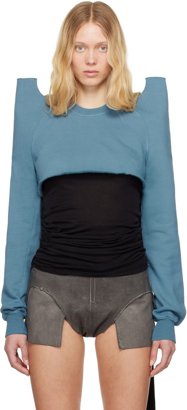 Sweater Rick Owens Rick Owens DRKSHDW Hollywood Cropped Sweatshirt Blå | DS01E3213 F, 0