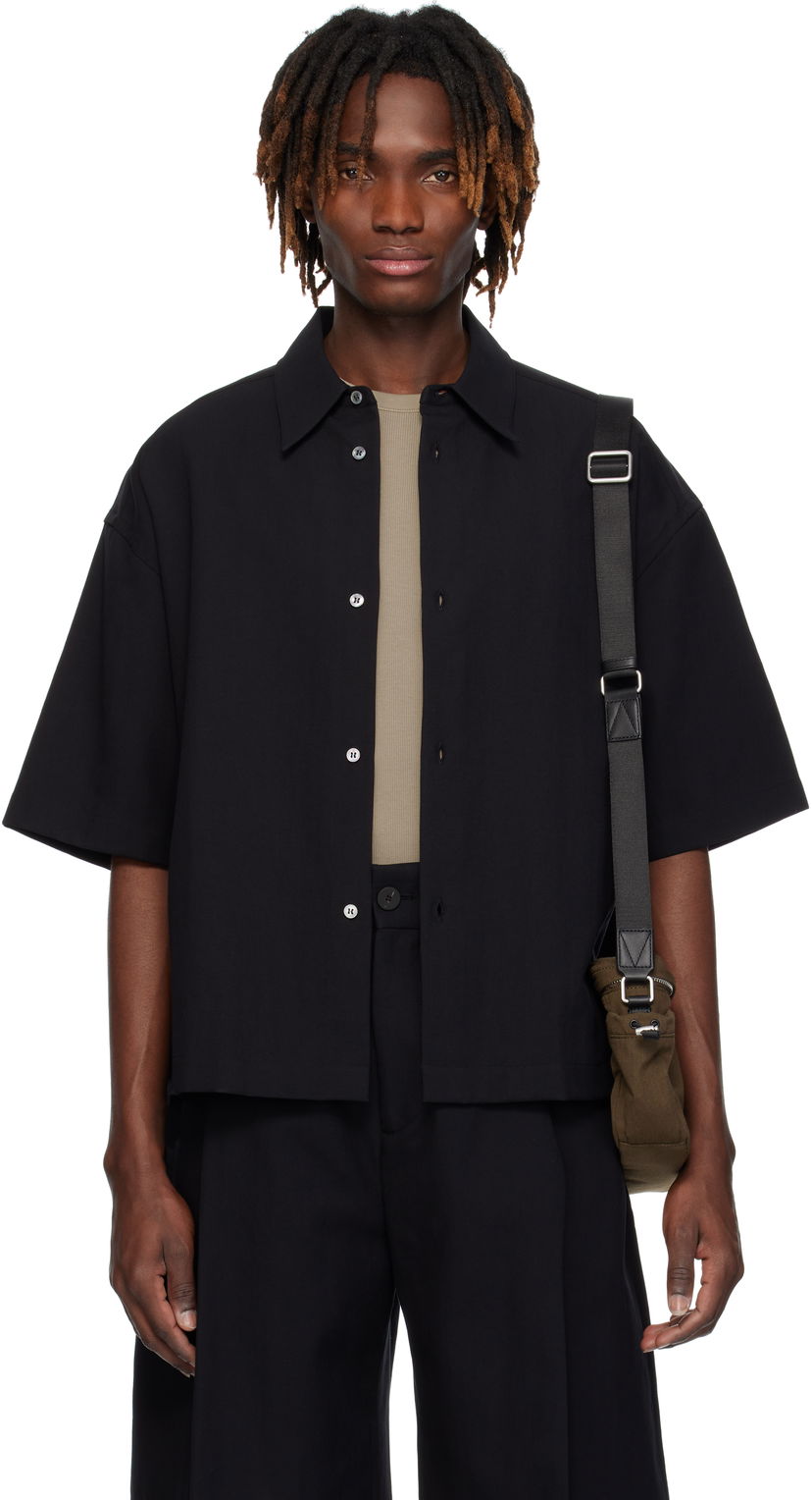 Skjorta Studio Nicholson Studio Nicholson Sanko Boxy Shirt Svart | SANKO SNM - 1267
