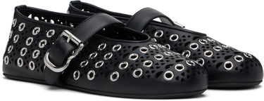 Sneakers och skor Alaïa ALAÏA Vienne Lambskin Eyelets Ballerina Flats Svart | AA3A029CK277, 3
