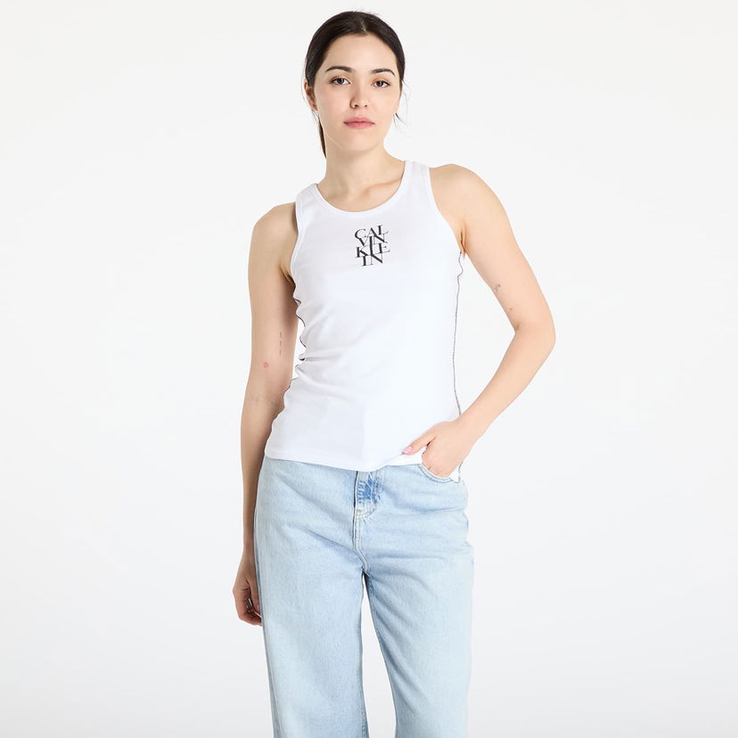 Linne CALVIN KLEIN Calvin Klein Jeans Cotton Rib Tank Top Vit | LV044C219G YAA
