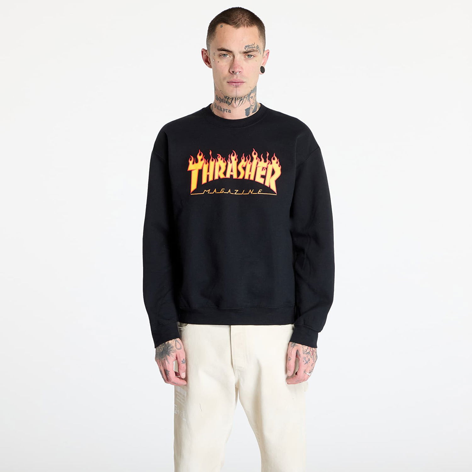 Sweatshirt Thrasher Flame Crewneck Sweatshirt Svart | 145494, 0