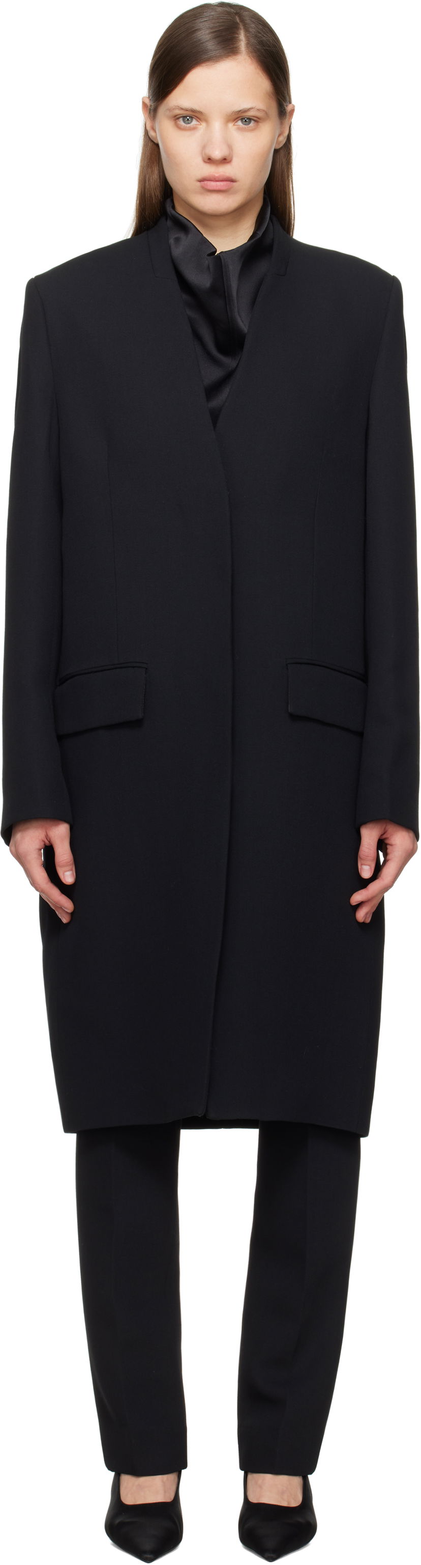 Trenchcoat TOTEME TOTEME Deep Pleat Coat Svart | 251-WRO4312-FB0336