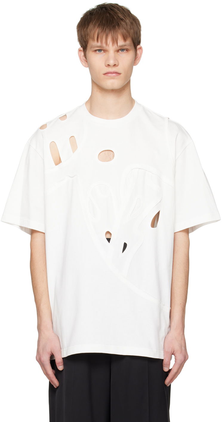 T-shirt Feng Chen Wang Feng Chen Wang Cutout T-Shirt Vit | FUS15TS01
