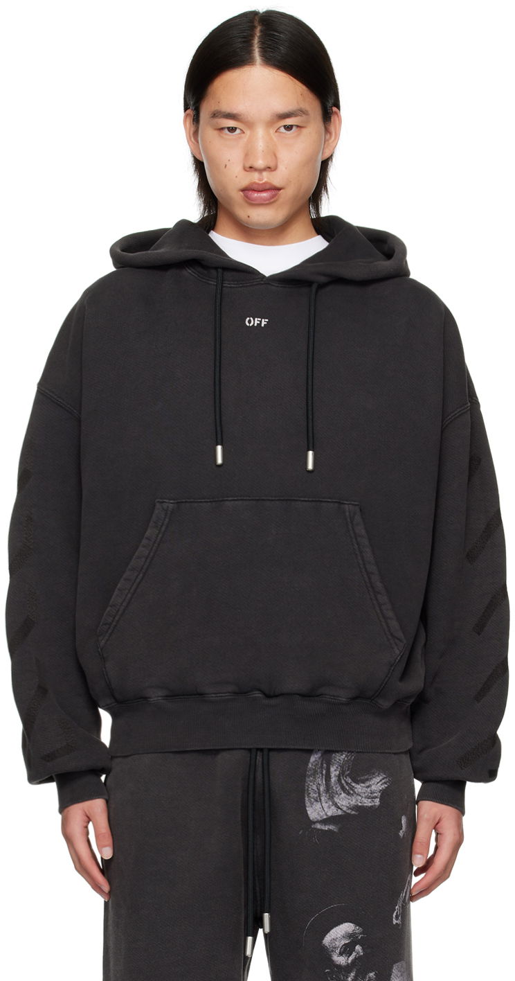 Sweatshirt Off-White Black S.Matthew Over Hoodie Svart | OMBB118C99FLE0021077