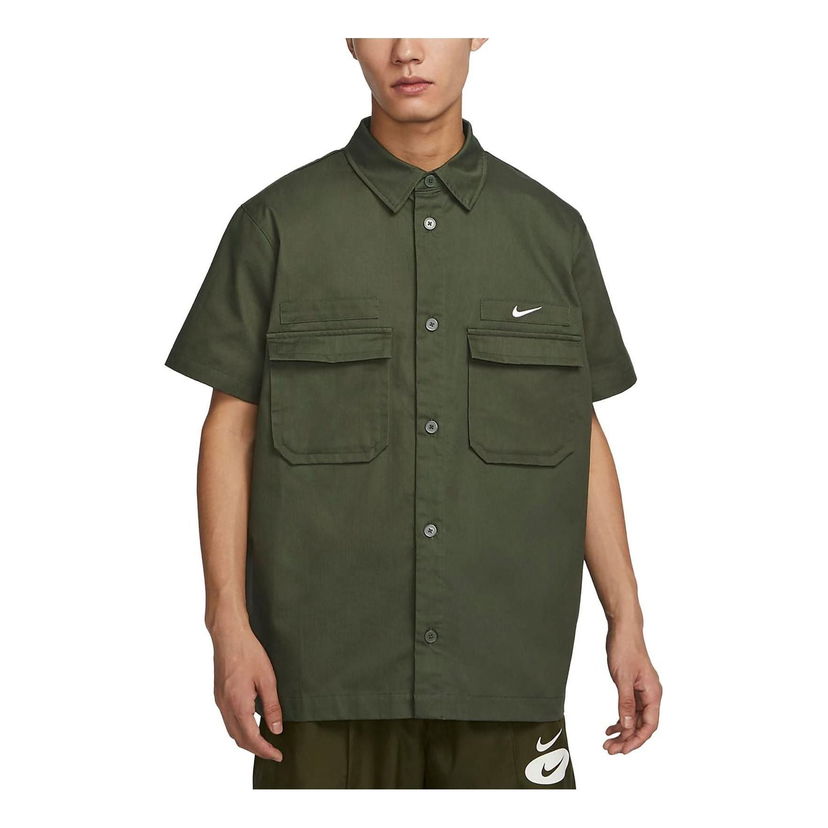 Skjorta Nike Woven Military Short-Sleeve Button-Down Shirt Grön | DX3341-325
