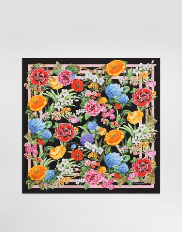 Halsduk Dolce & Gabbana Dolce & Gabbana Floral-Print Silk Twill Square Scarf Svart | FN092RGDCV8H45KU, 0