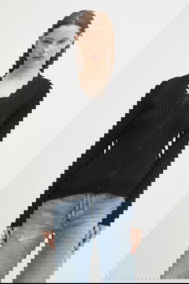 Sweater Anine Bing Matheo Ribbed V-Neck Cardigan Svart | A.09.10942, 0