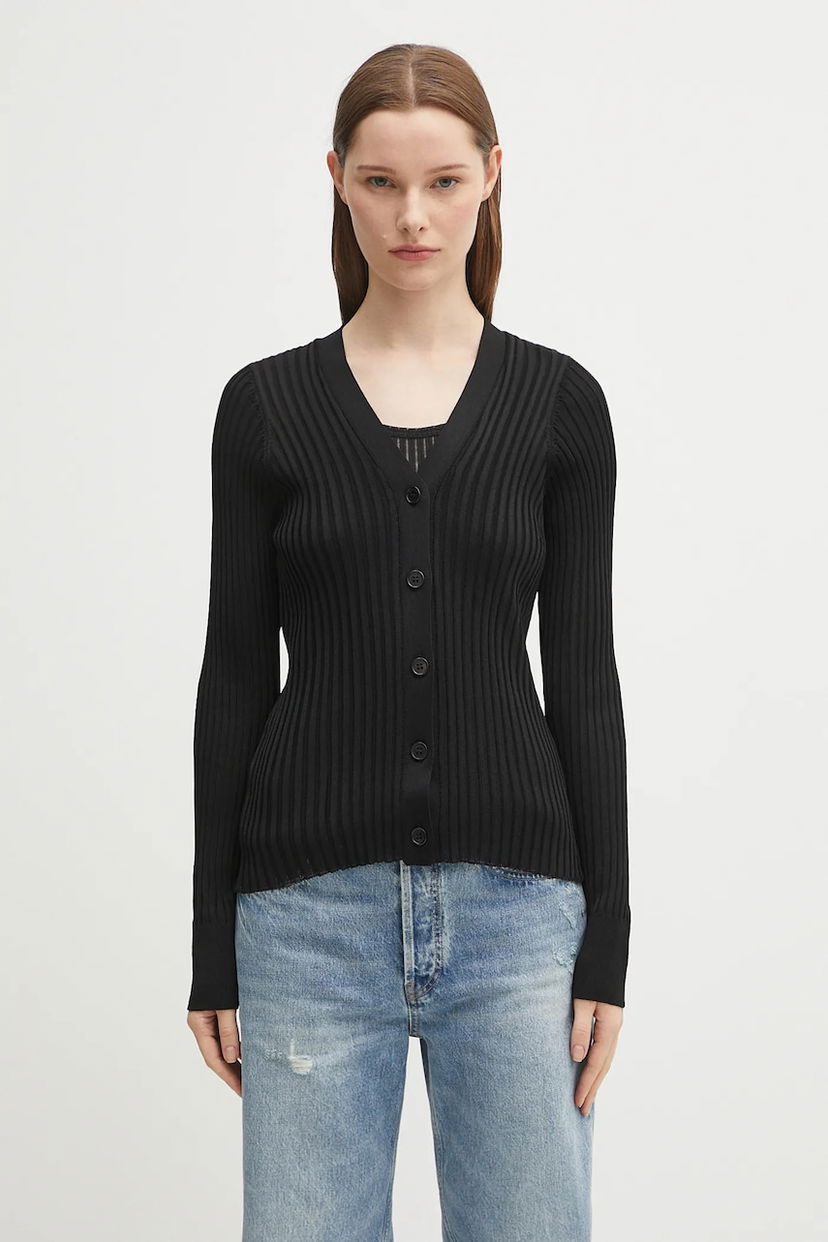 Sweater Anine Bing Matheo Ribbed V-Neck Cardigan Svart | A.09.10942