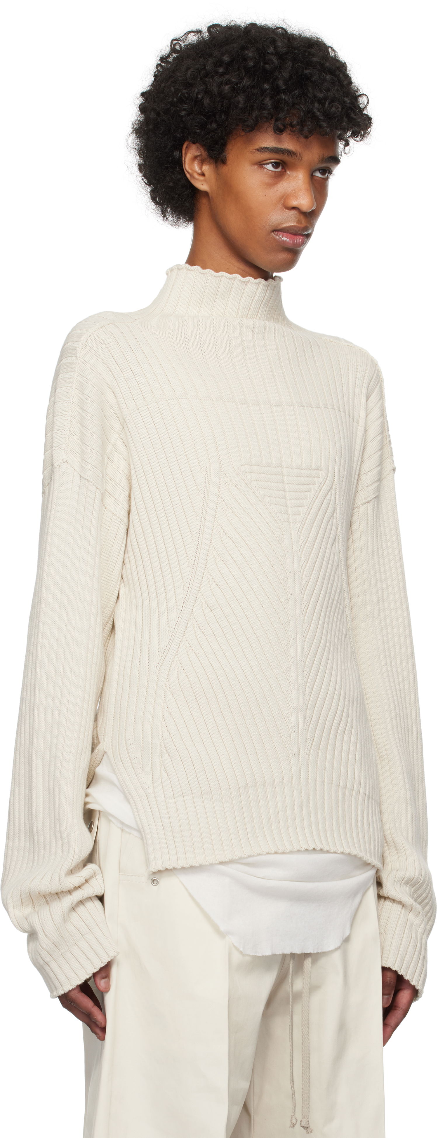 Sweater Rick Owens Rick Owens Hollywood Tabard Sweater Beige | RU01E5663 KEC, 1