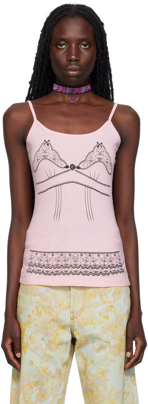 Linne Anna Sui Anna Sui Lace-Print Tank Top Rosa | T623C20, 0
