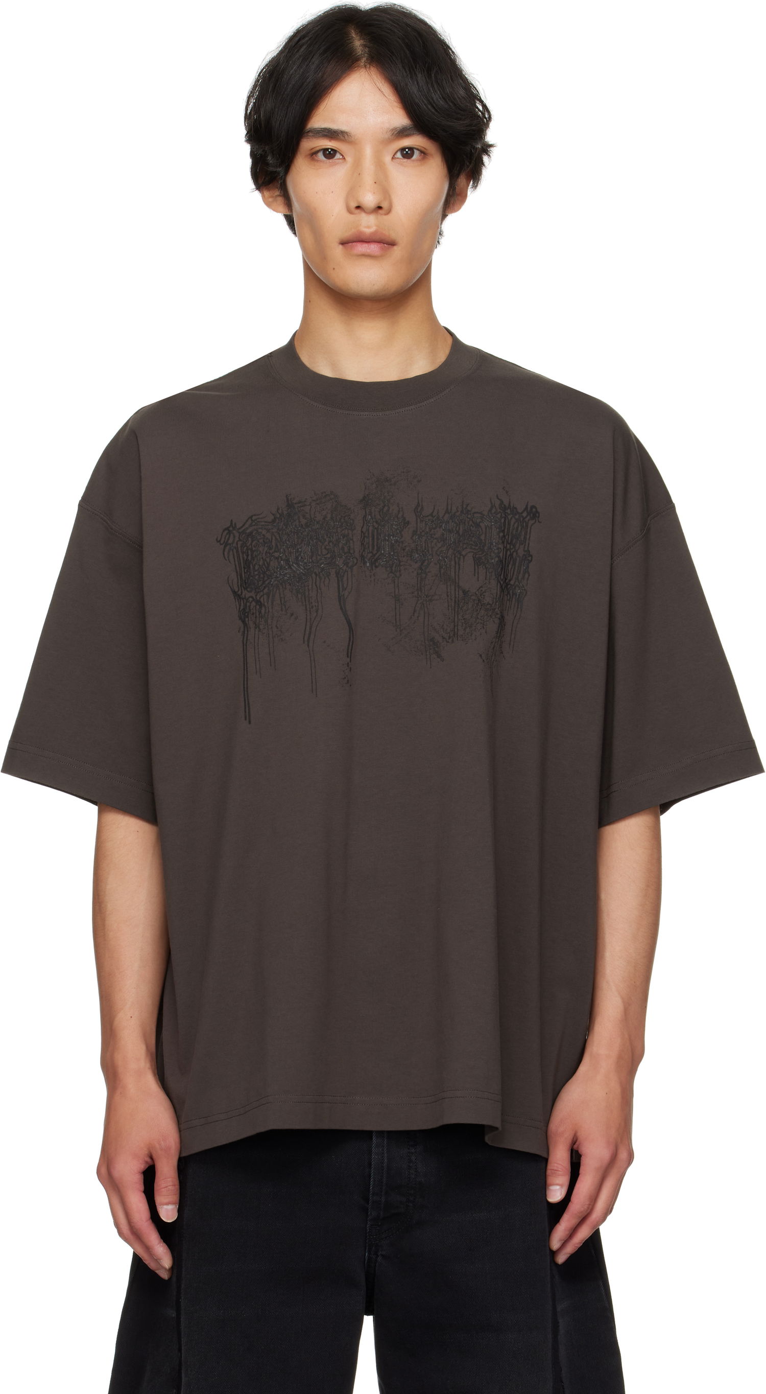 T-shirt VETEMENTS Vetements Cradle of Filth Double Dripping Logo T-Shirt Brun | UCF76TR450C, 0