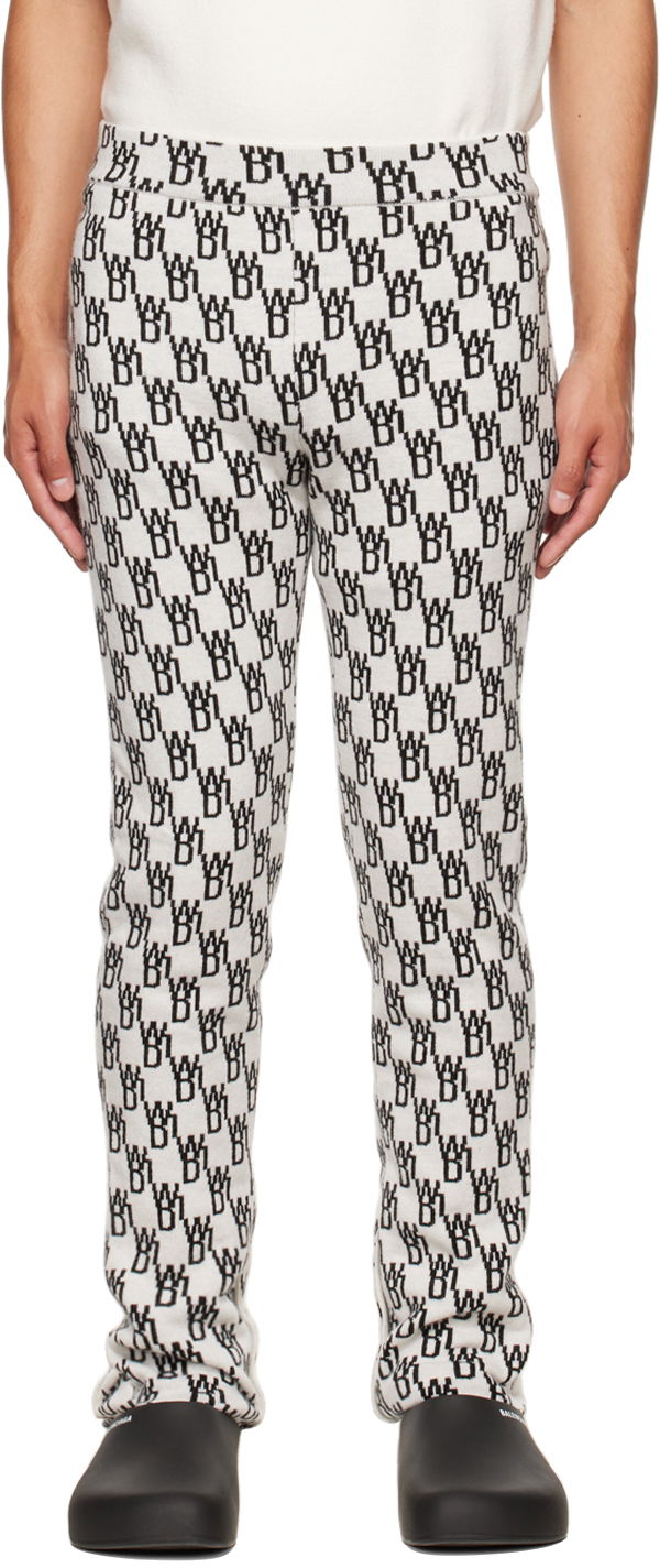 Byxor We11done We11done Jacquard Lounge Pants Vit | WD-KP9-20-096-W-IV