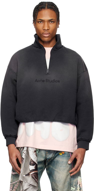 Sweatshirt Acne Studios Acne Studios Cropped Half-Zip Sweatshirt Svart | AI0161-, 0