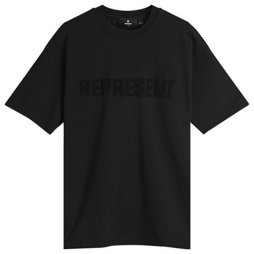 T-shirt Represent Clo Boyfriend T-Shirt with Textured Logo Svart | OCW41389-01