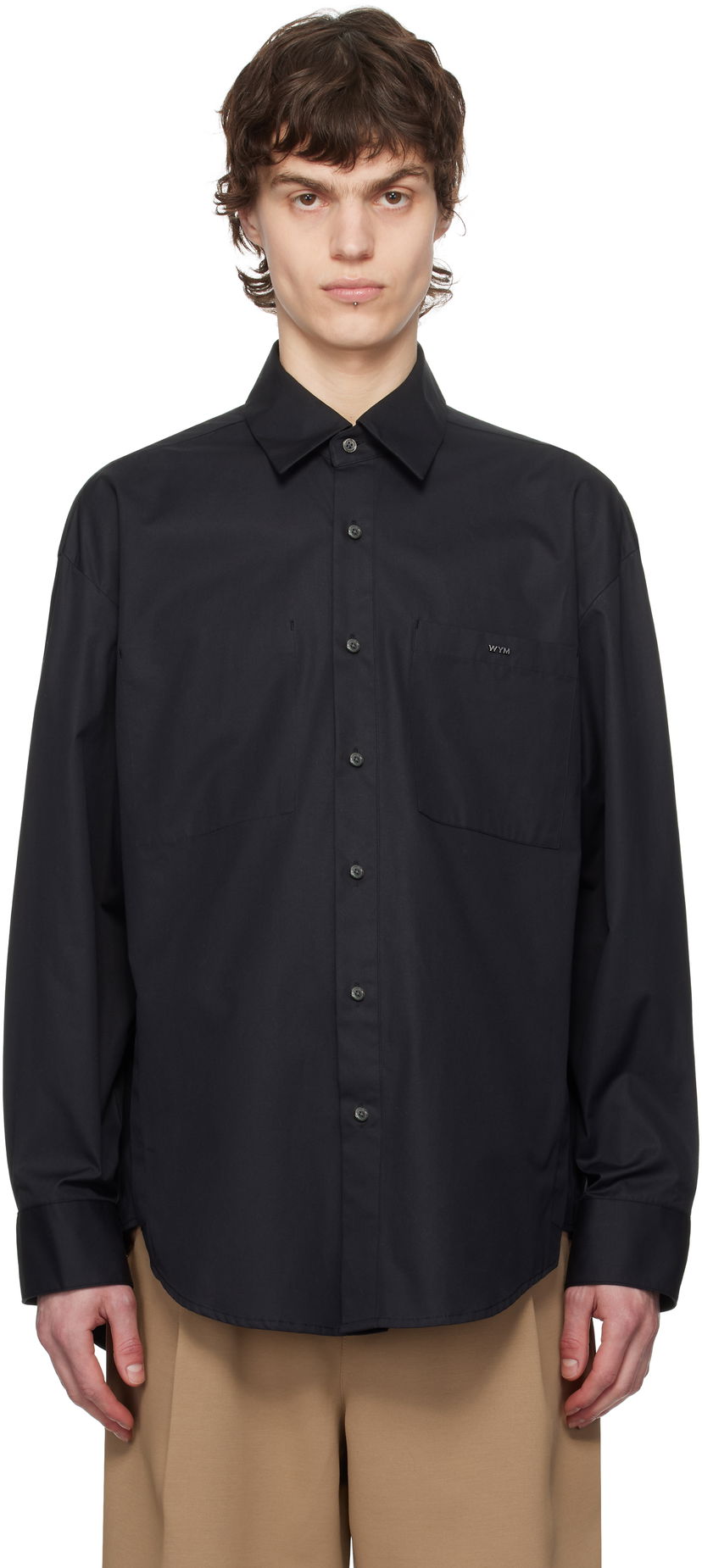 Skjorta WOOYOUNGMI WOOYOUNGMI Cotton Back Logo Shirt Svart | W251SH07