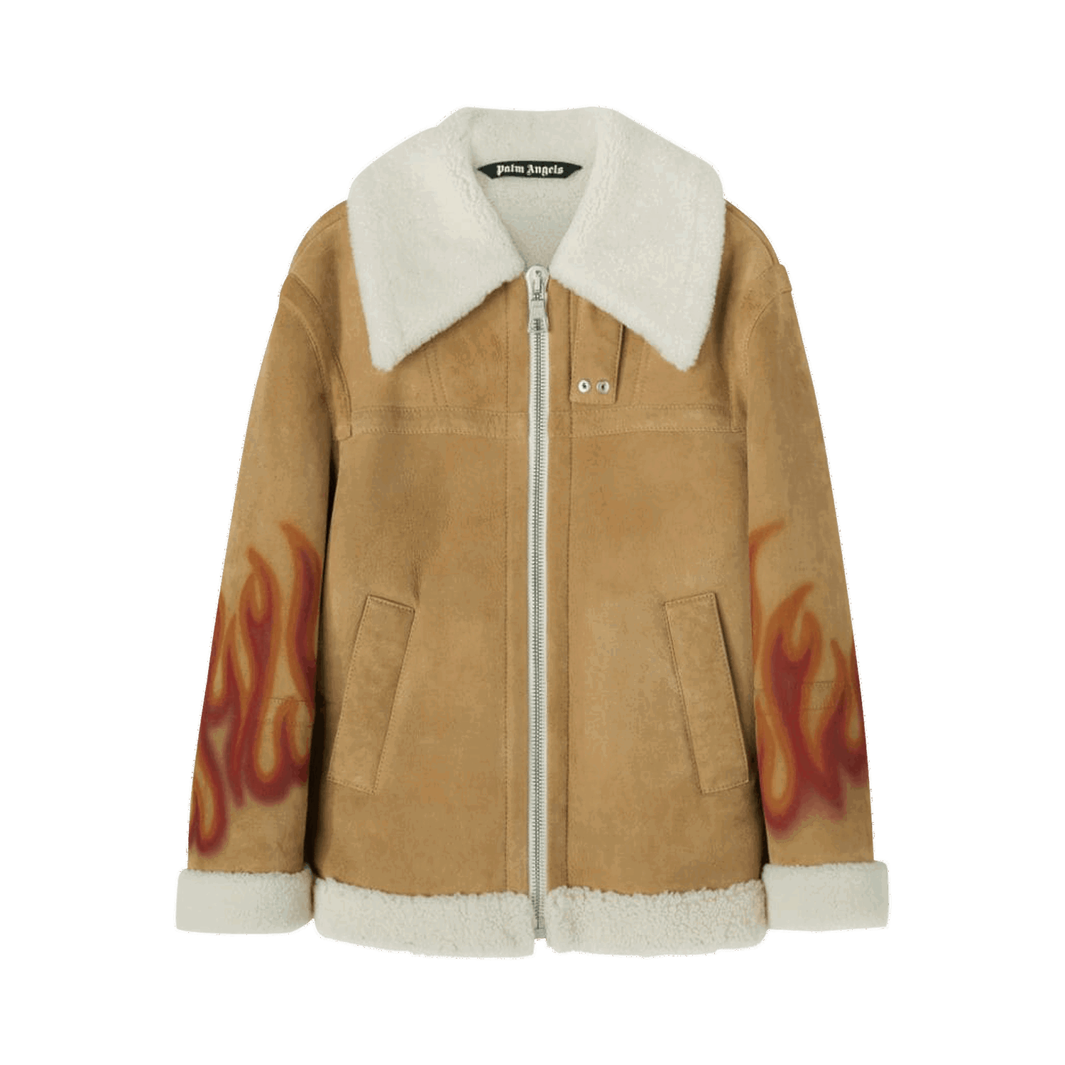 Jacka Palm Angels Burning Sherling Jacket Beige | PMJA012F22LEA0011725, 0