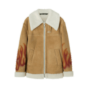 Jacka Palm Angels Burning Sherling Jacket Beige | PMJA012F22LEA0011725, 0
