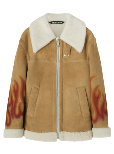 Jacka Palm Angels Burning Sherling Jacket Beige | PMJA012F22LEA0011725