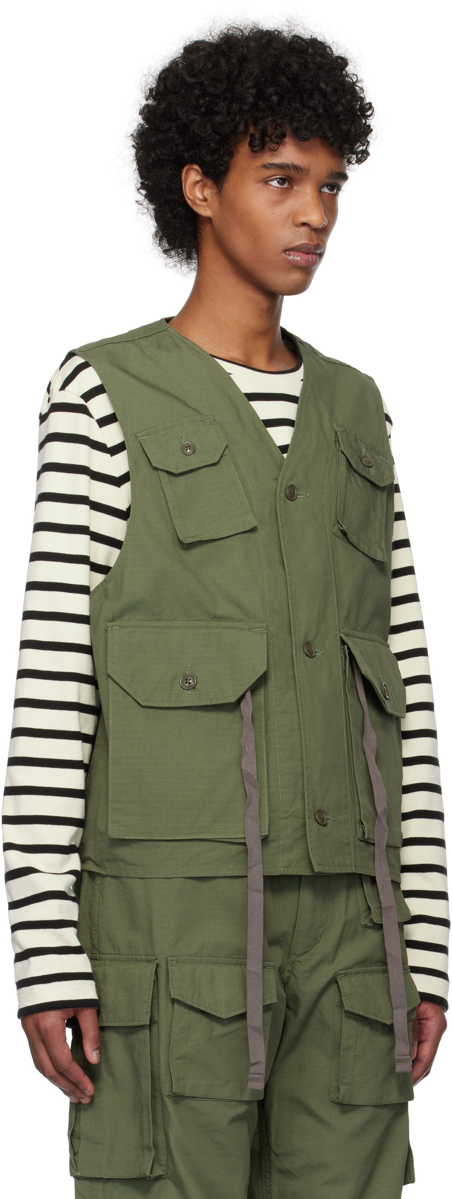 Väst Engineered Garments Engineered Garments C-1 Field Vest Grön | 25S1C010, 1