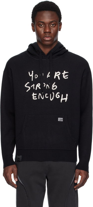 Sweatshirt izzue Slogan Knit Hoodie Svart | IZXKNN4127W4NBKX, 0